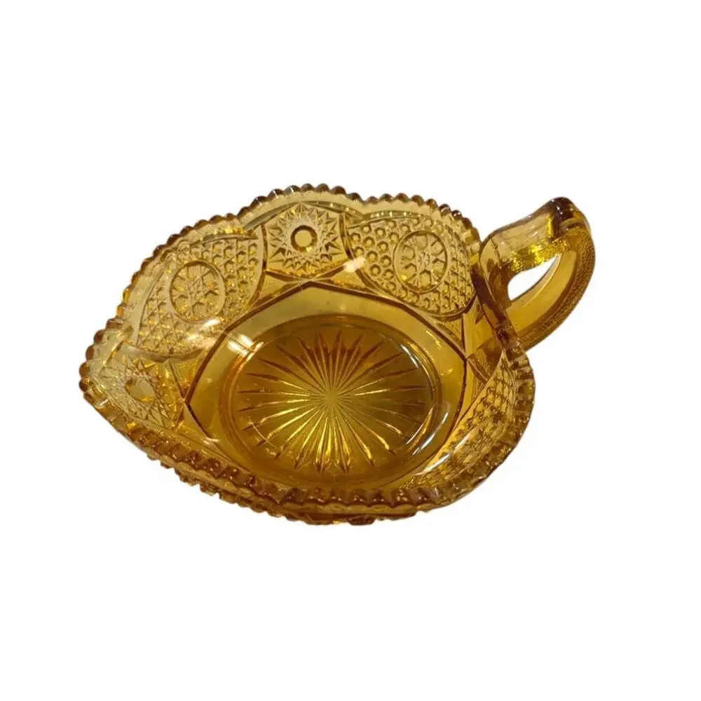 Vintage Indiana Glass Tiara Sandwich Amber Handled Nappy Candy Dish USA